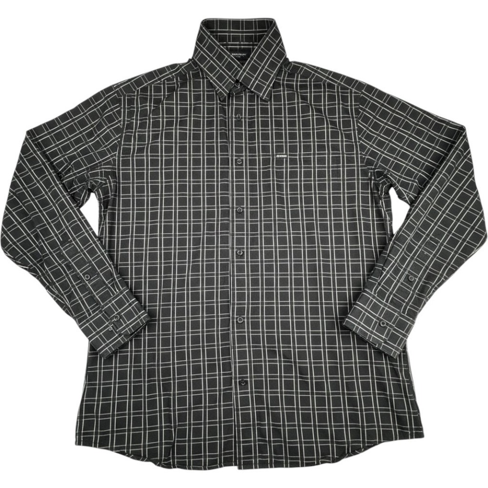 Enyce Mens Button Down Shirt XL Black White Grid Cotton Streetwear Casual